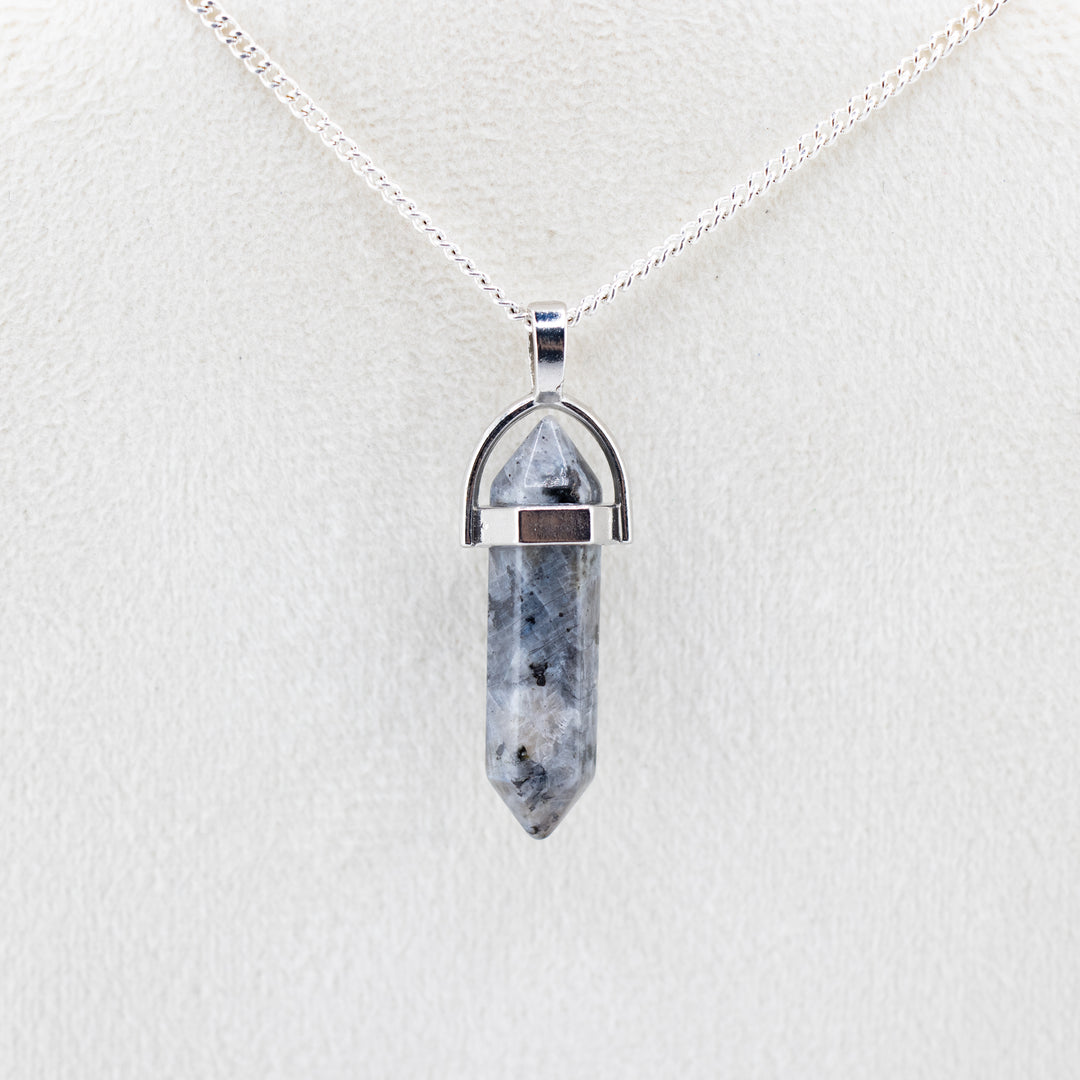 Larvikite Point Pendant Necklace - Handcrafted Crystal Jewelry