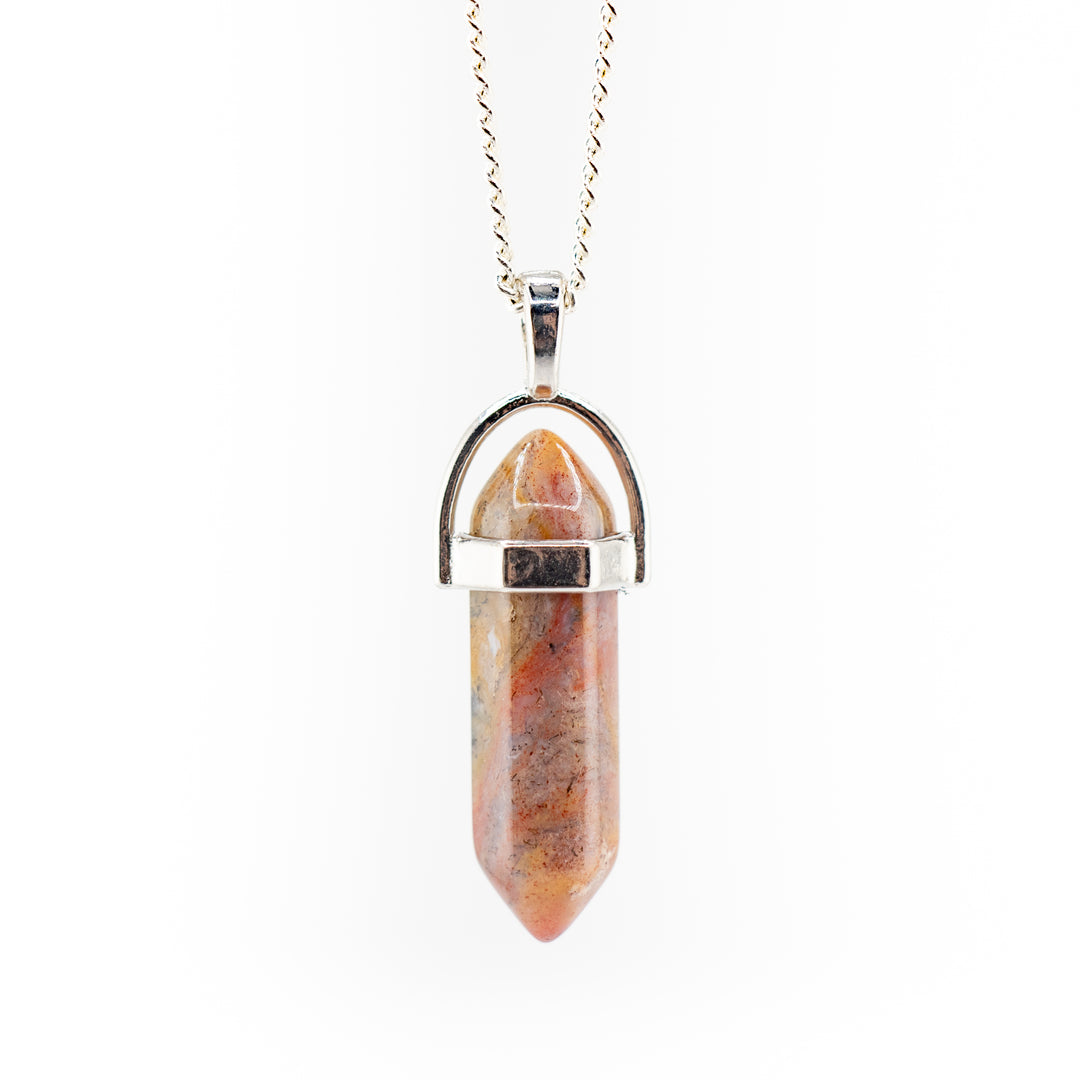 Natural Agate Point Pendant Necklace - Handcrafted Crystal Jewelry