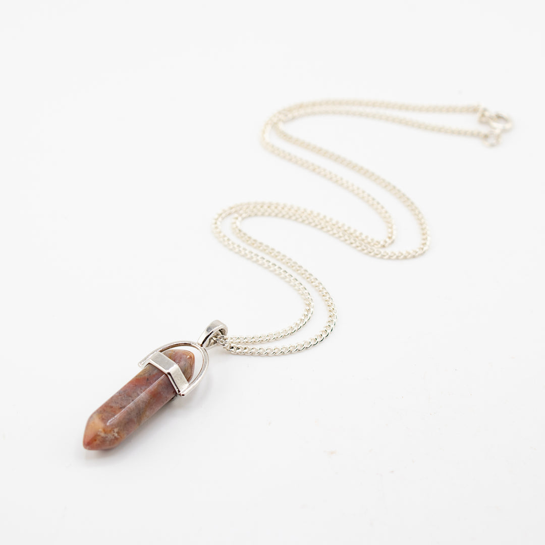 Natural Agate Point Pendant Necklace - Handcrafted Crystal Jewelry