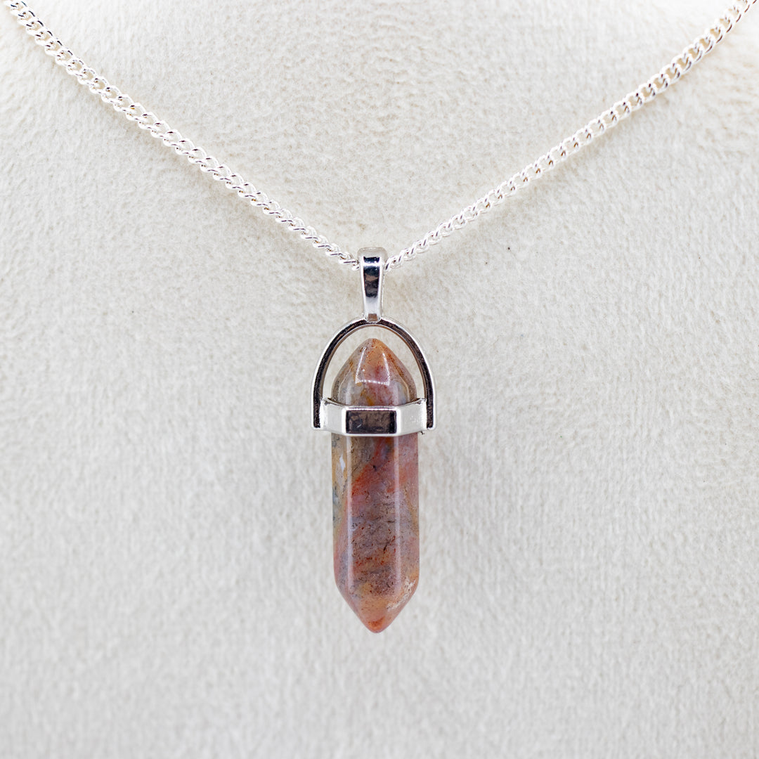 Natural Agate Point Pendant Necklace - Handcrafted Crystal Jewelry