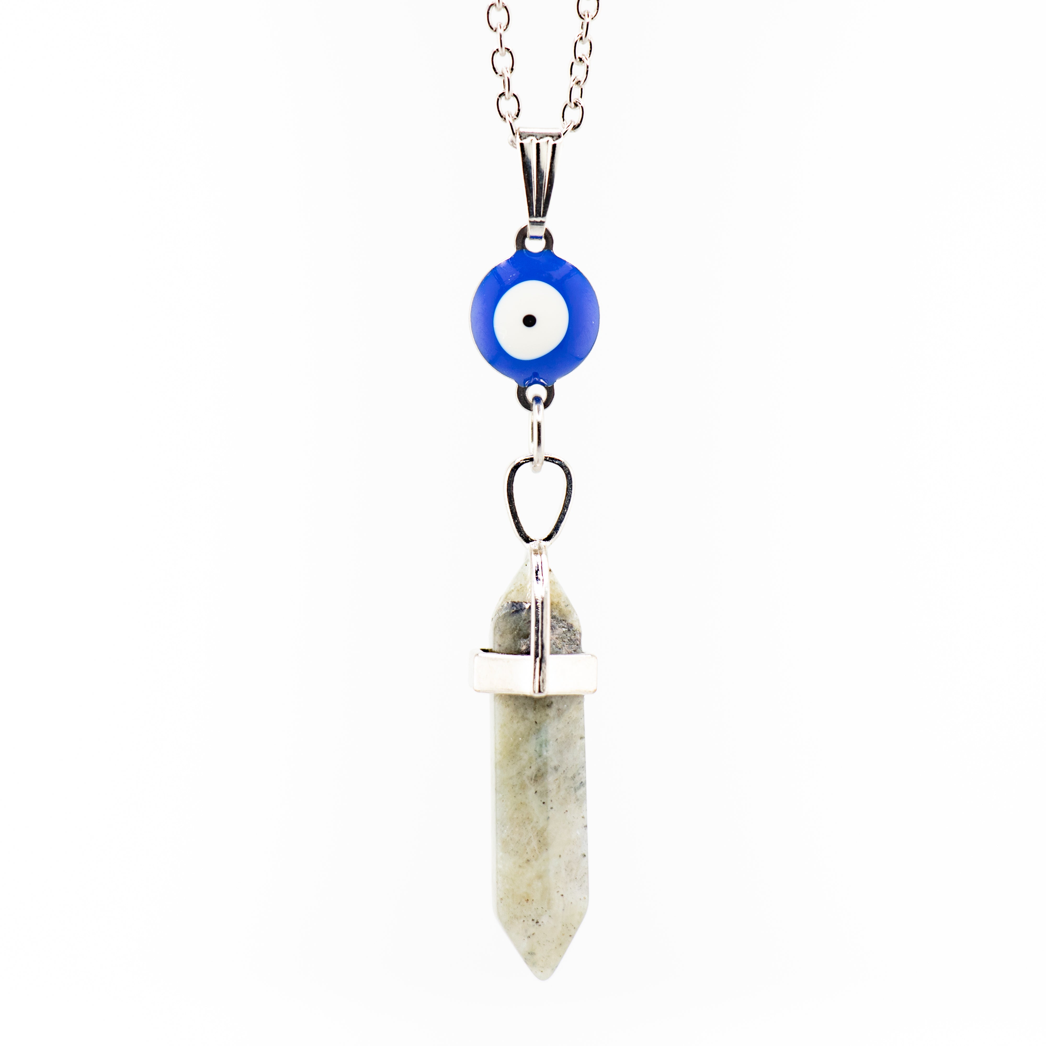 Handmade Natural Labradorite Hexagon Pendant Necklace With Adjustable Cord