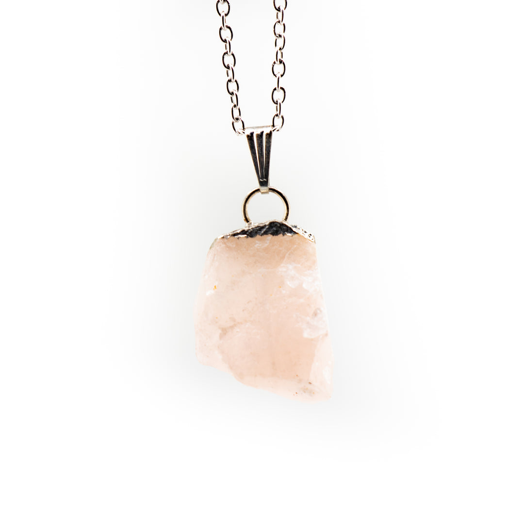 Rose Quartz Gemstone Pendant Necklace - Handcrafted Crystal Jewelry