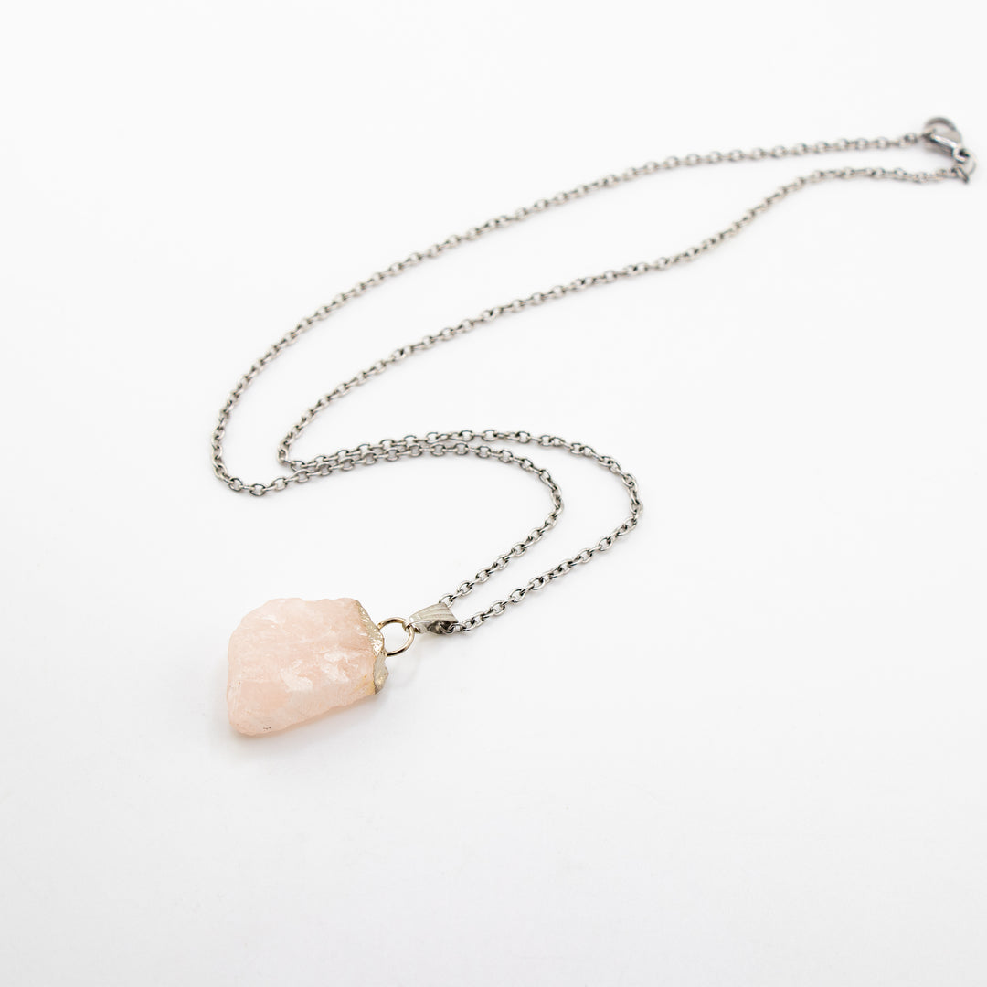 Rose Quartz Gemstone Pendant Necklace - Handcrafted Crystal Jewelry