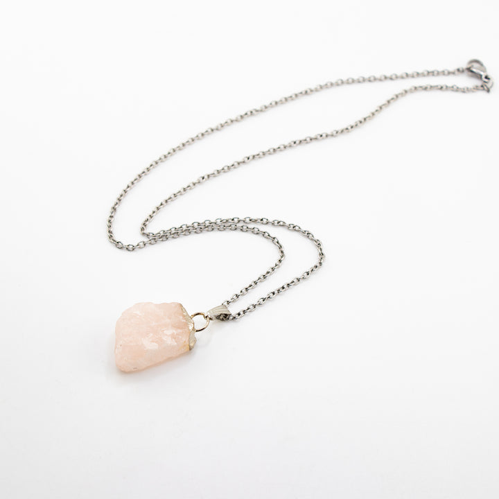 Rose Quartz Gemstone Pendant Necklace - Handcrafted Crystal Jewelry