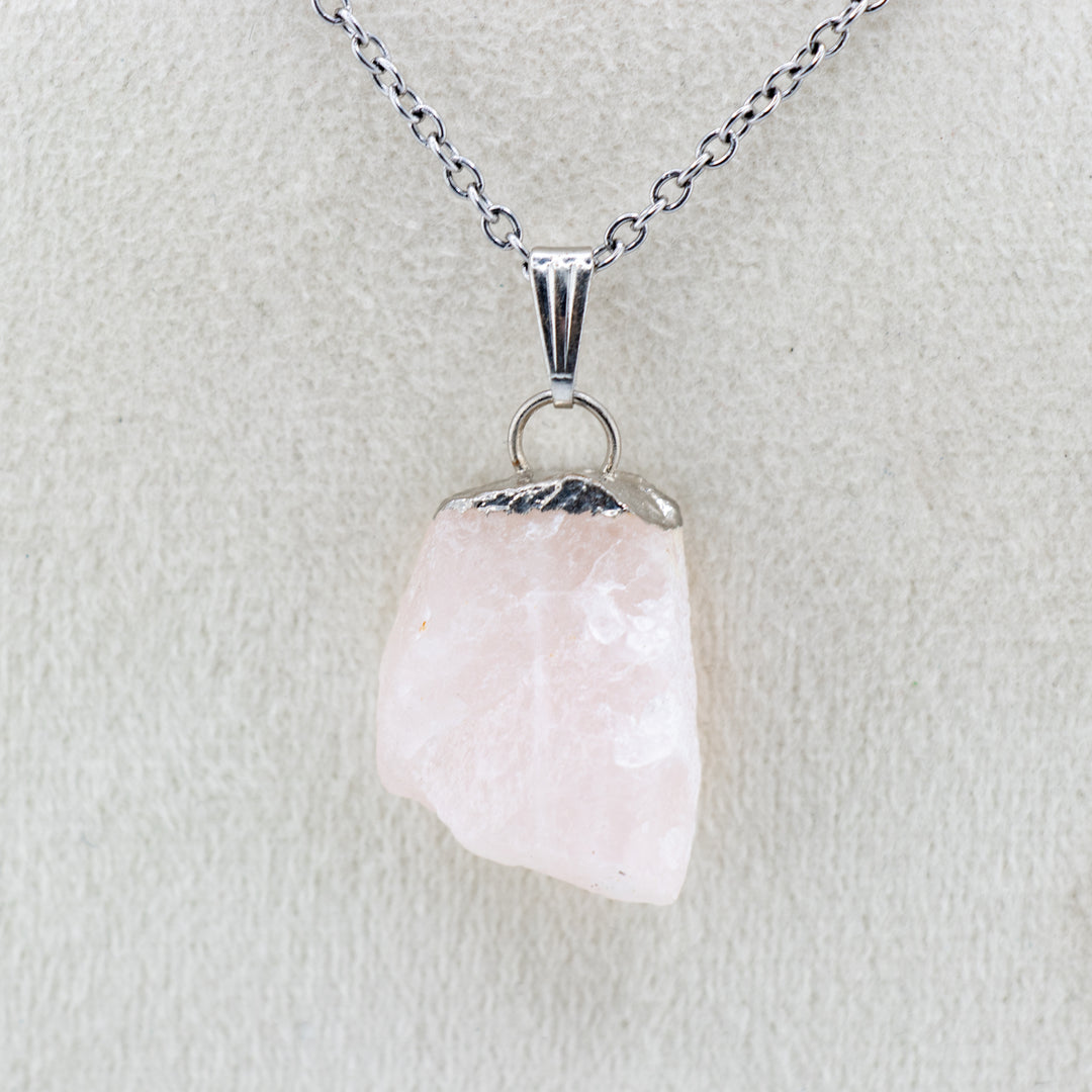 Rose Quartz Gemstone Pendant Necklace - Handcrafted Crystal Jewelry