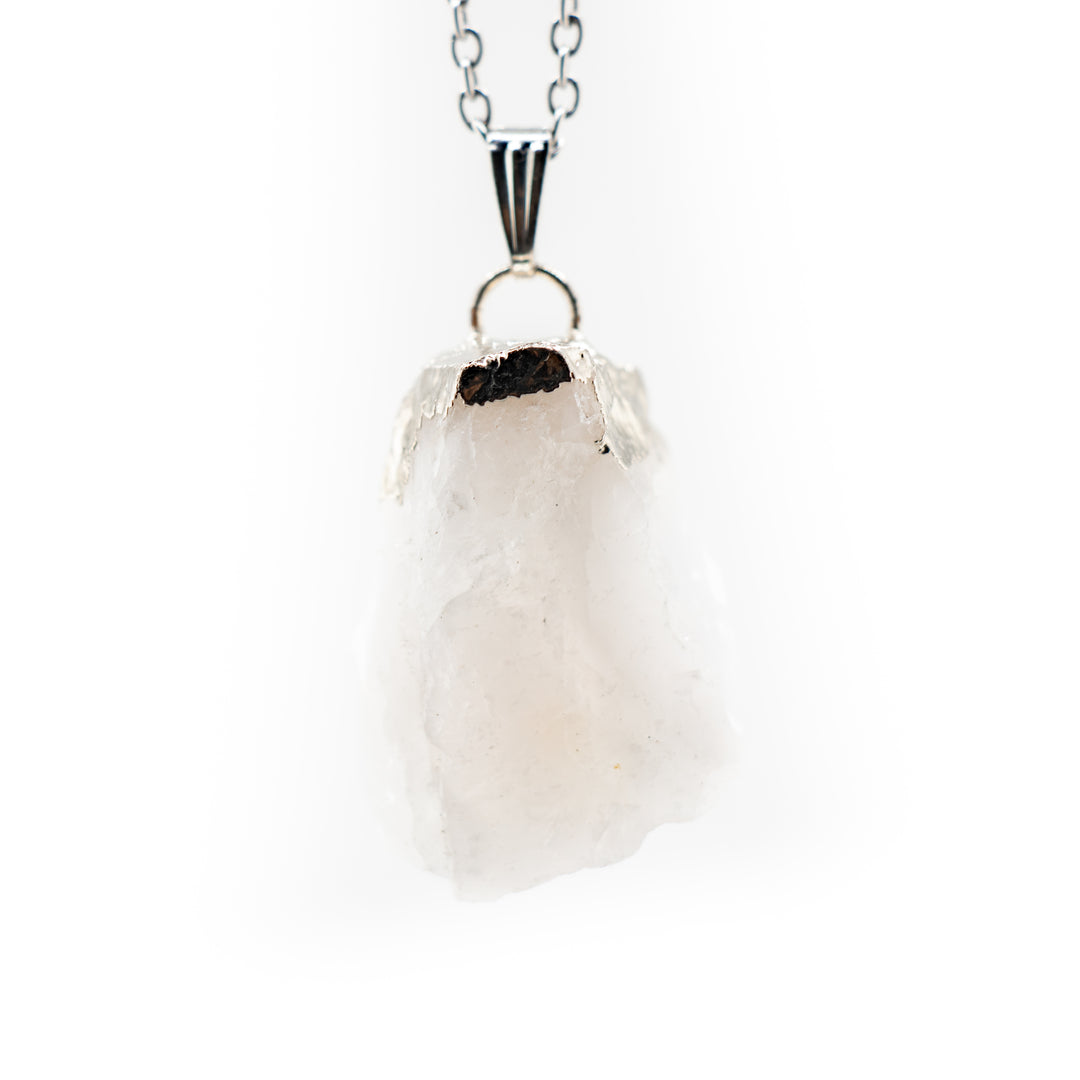 Milky Quartz Gemstone Pendant Necklace - Handcrafted Crystal Jewelry