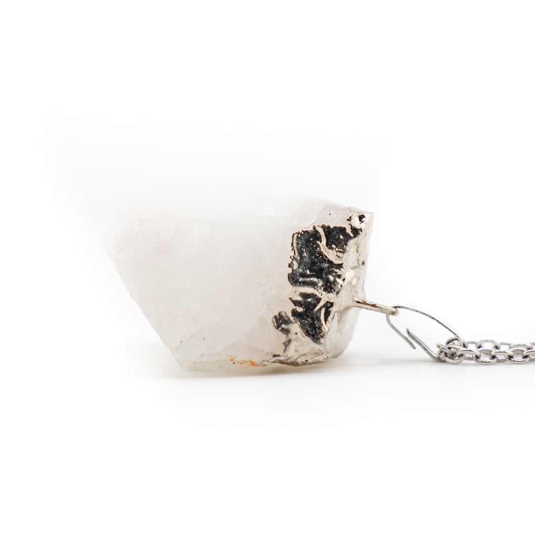 Milky Quartz Gemstone Pendant Necklace - Handcrafted Crystal Jewelry