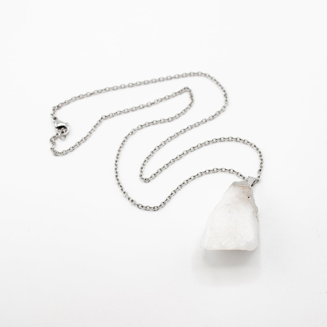 Milky Quartz Gemstone Pendant Necklace - Handcrafted Crystal Jewelry