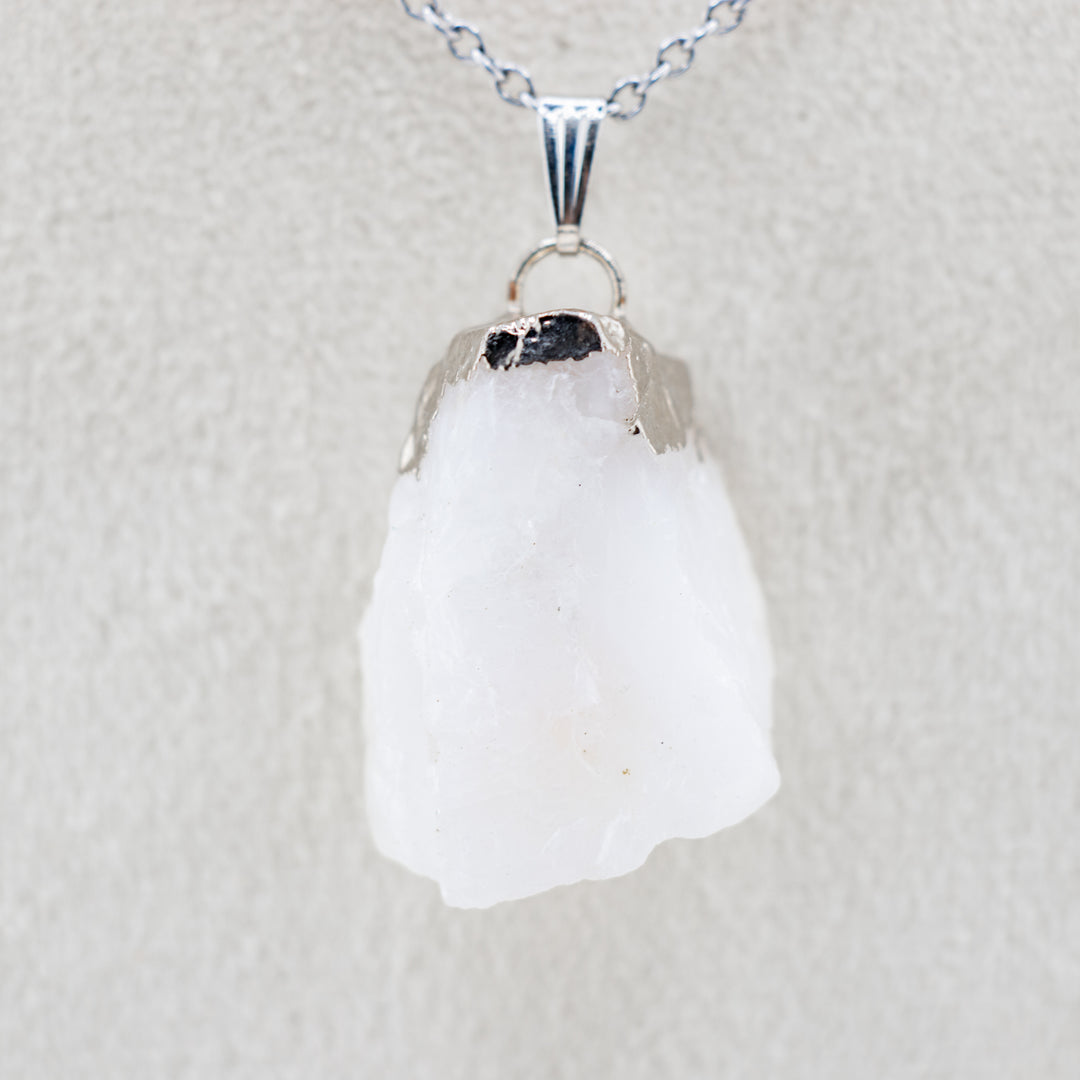 Milky Quartz Gemstone Pendant Necklace - Handcrafted Crystal Jewelry