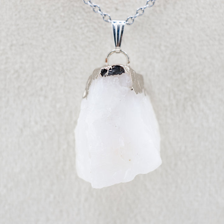Milky Quartz Gemstone Pendant Necklace - Handcrafted Crystal Jewelry