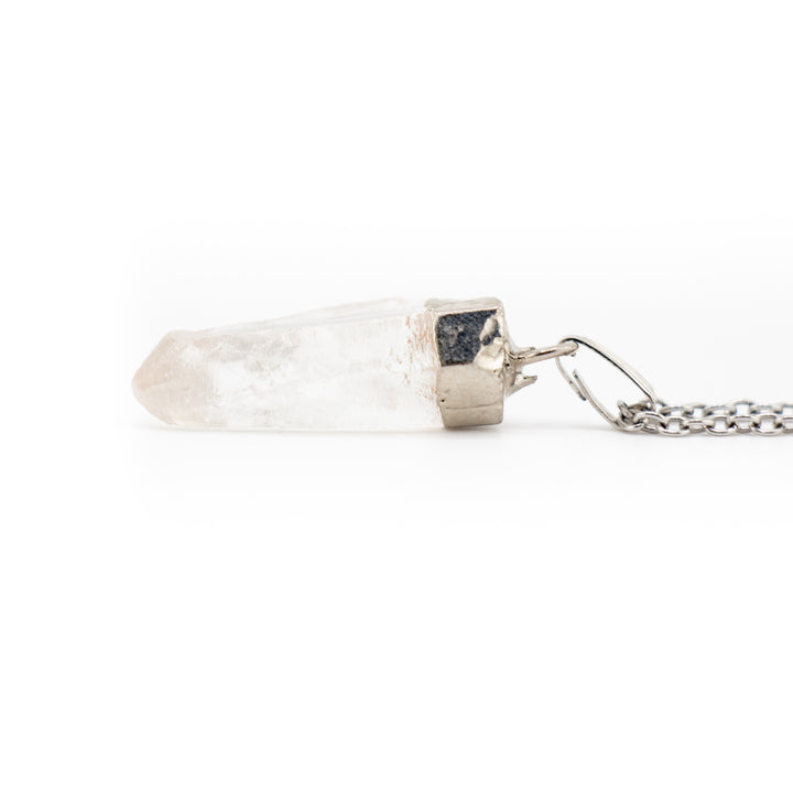 Handcrafted Natural Lemurian Quartz Gemstone Pendant Necklace