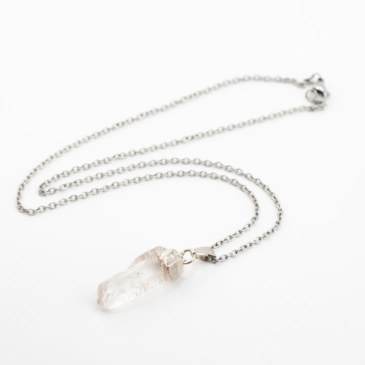 Handcrafted Natural Lemurian Quartz Gemstone Pendant Necklace