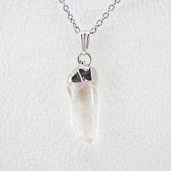 Handcrafted Natural Lemurian Quartz Gemstone Pendant Necklace