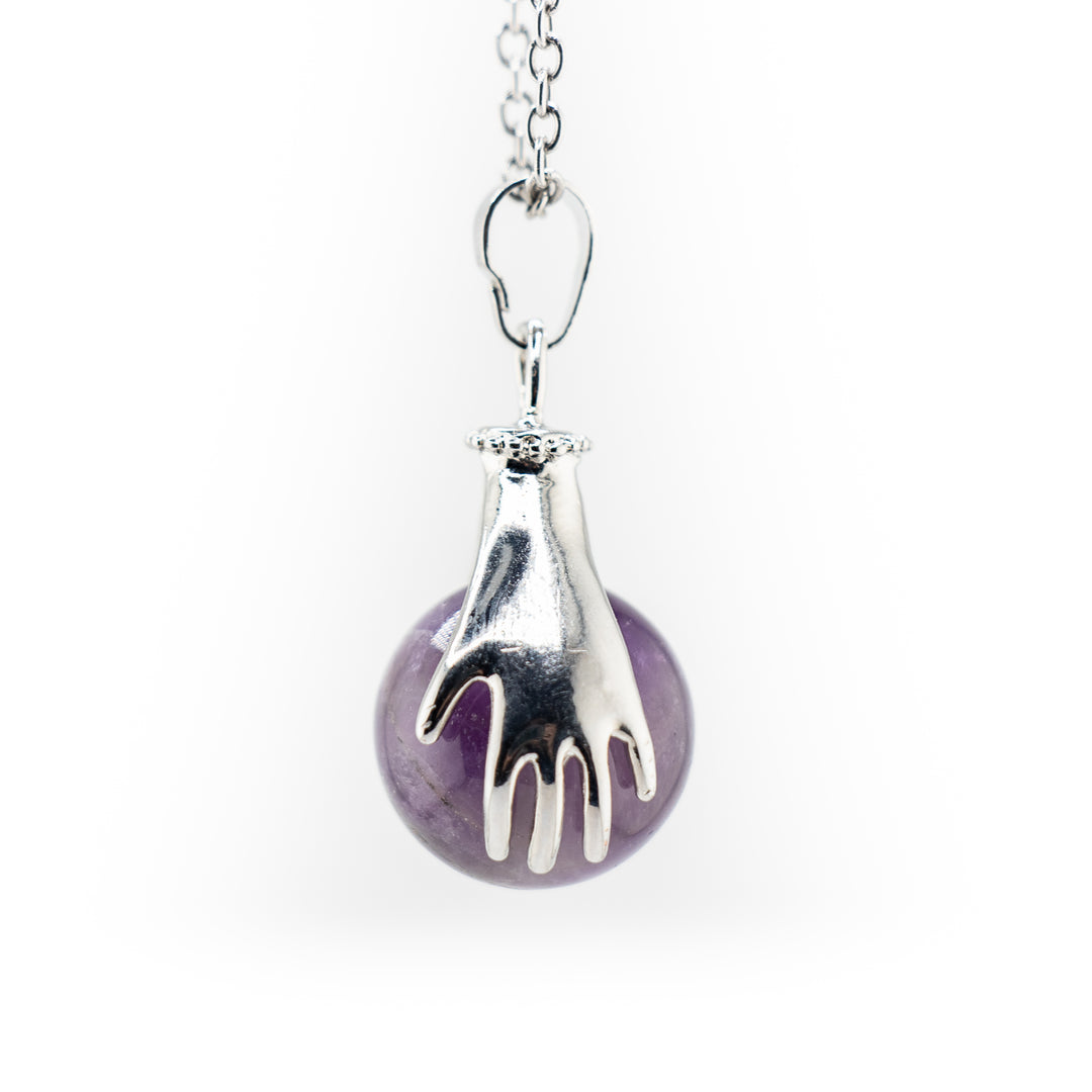 Handcrafted Amethyst Gemstone Sphere Pendant Necklace