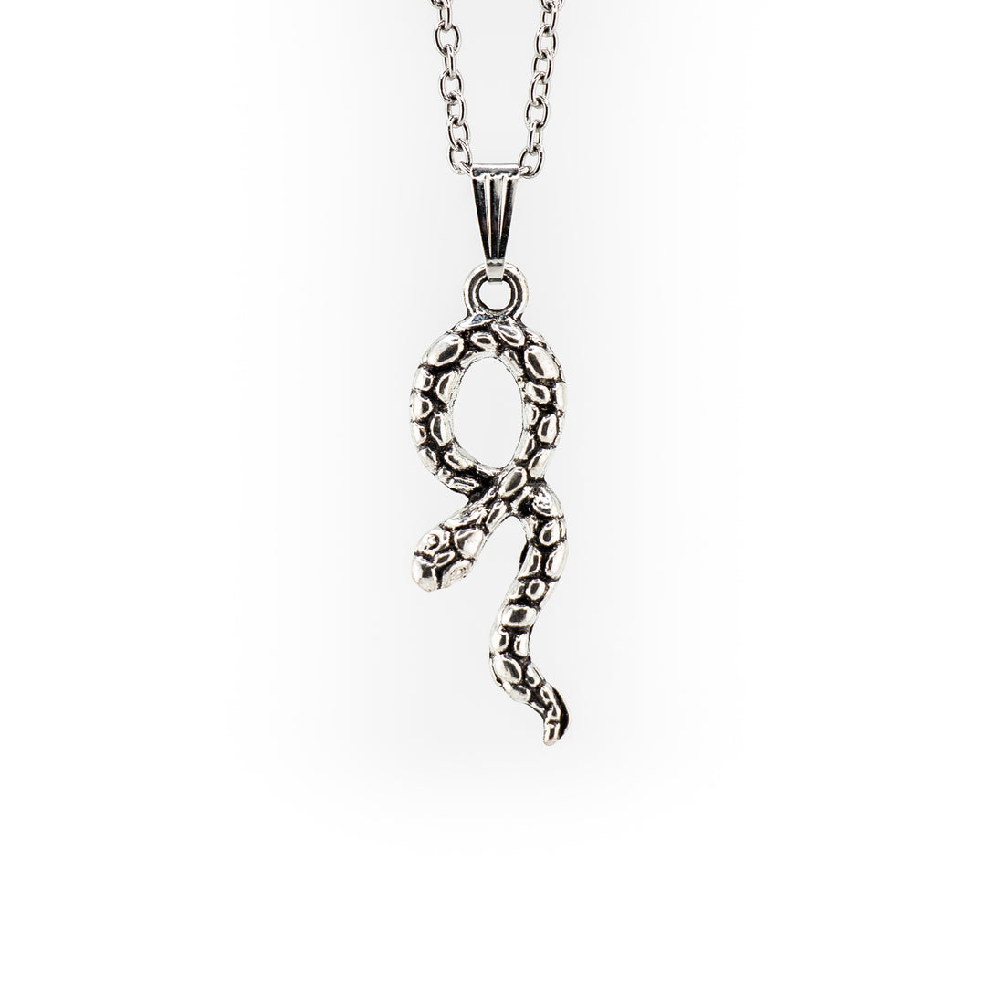 Mystic Serpent Charm: Handcrafted Silver-Colored Brass Snake Pendant