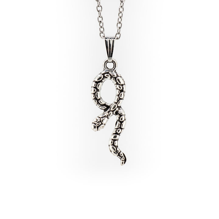 Mystic Serpent Charm: Handcrafted Silver-Colored Brass Snake Pendant