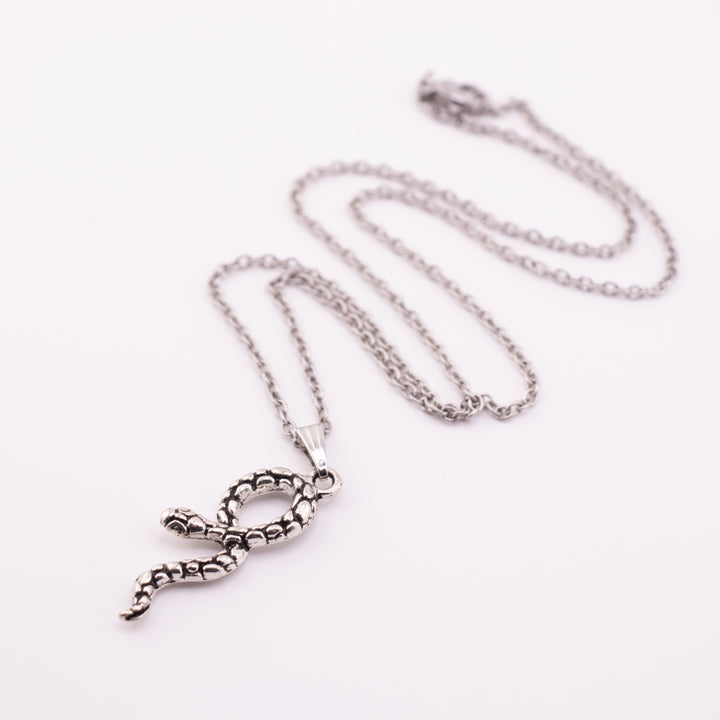 Mystic Serpent Charm: Handcrafted Silver-Colored Brass Snake Pendant
