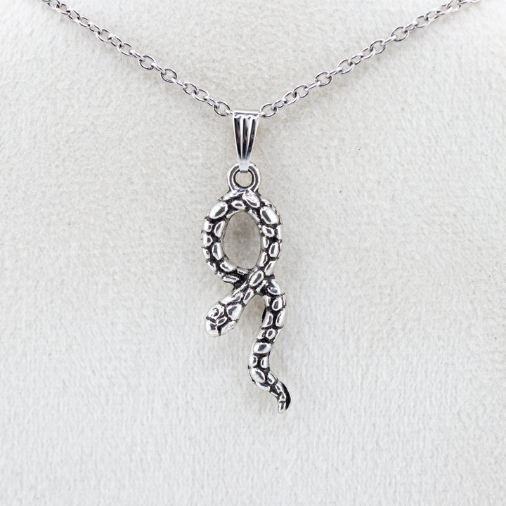 Mystic Serpent Charm: Handcrafted Silver-Colored Brass Snake Pendant
