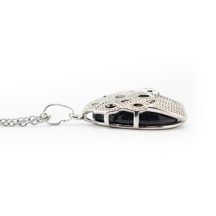 Pendentif en forme de larme en or bleu synthétique fabriqué à la main - Collier en pierres précieuses à motif paon