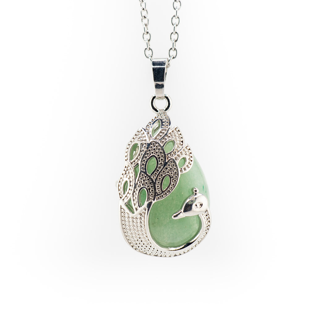 Handcrafted Natural Green Aventurine Teardrop Gemstone Pendant Necklace