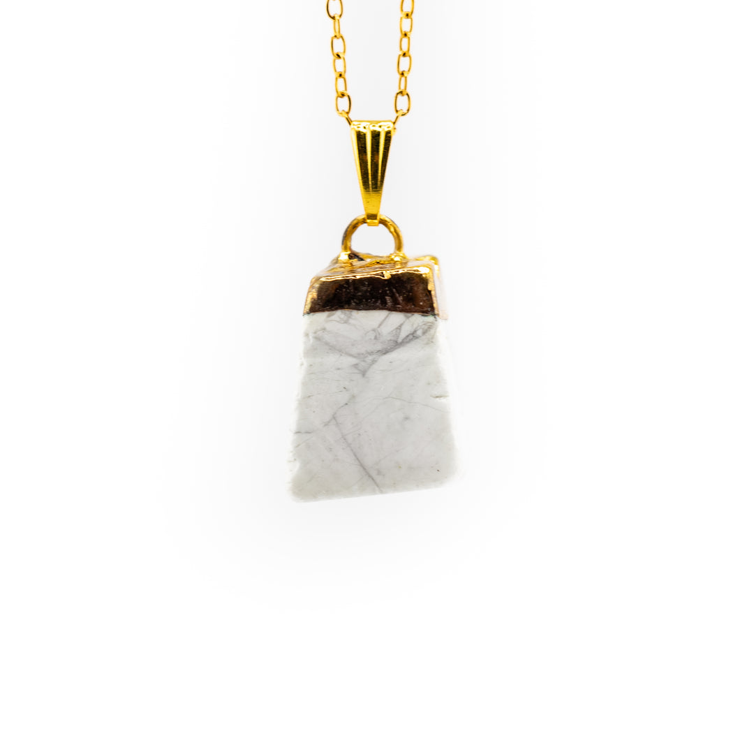 Handcrafted Natural Howlite Gemstone Pendant Necklace