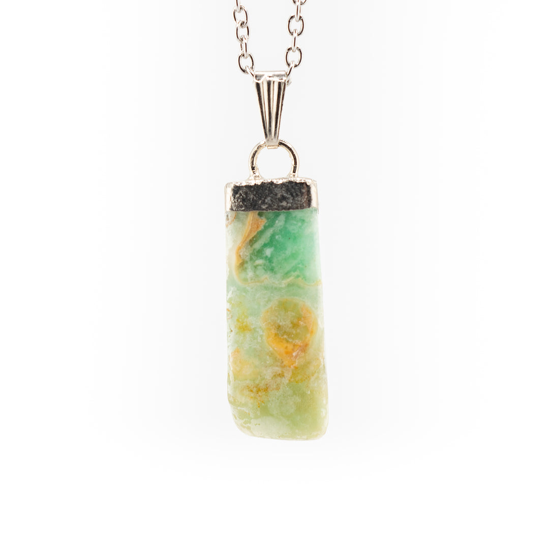 Collier avec pendentif en forme de bâton d'amazonite naturelle fabriqué à la main