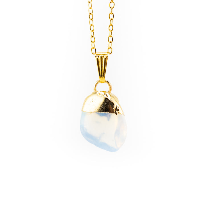 Collier avec pendentif en pierre précieuse d'opalite naturelle fabriqué à la main