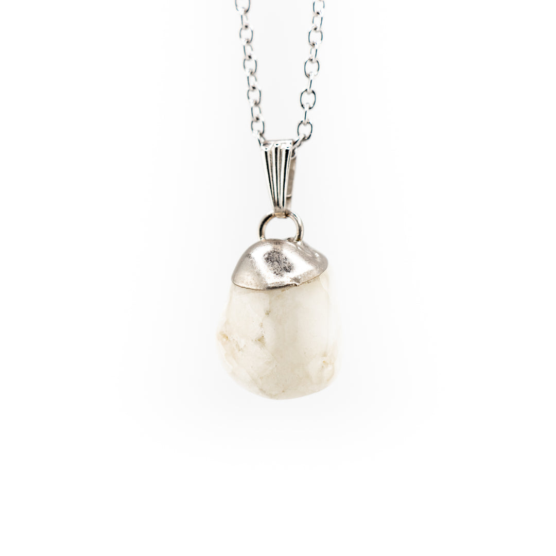 Milky Quartz Gemstone Pendant Necklace - Handcrafted Crystal Jewelry