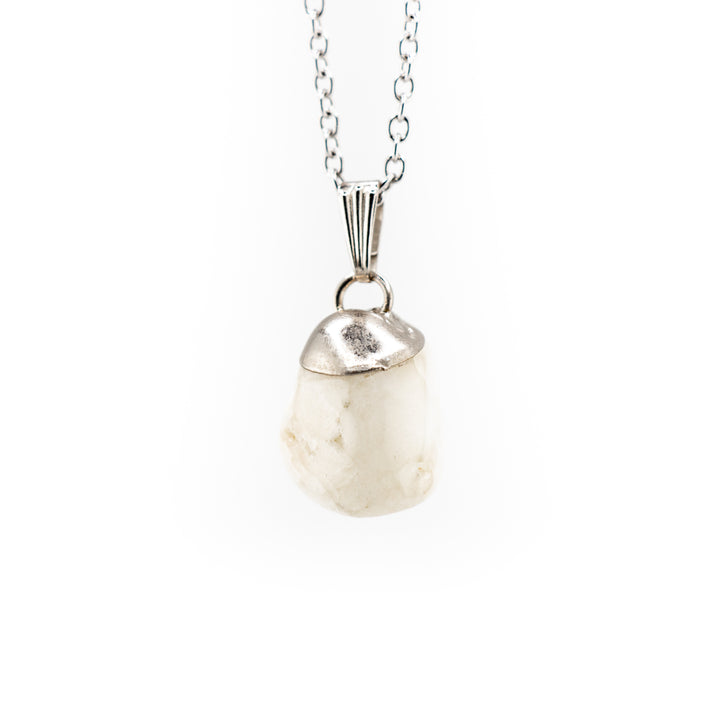 Milky Quartz Gemstone Pendant Necklace - Handcrafted Crystal Jewelry