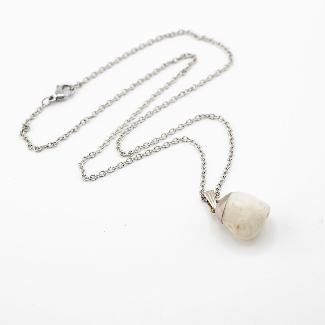 Milky Quartz Gemstone Pendant Necklace - Handcrafted Crystal Jewelry