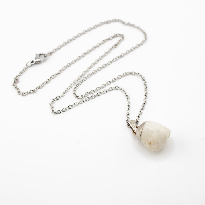Milky Quartz Gemstone Pendant Necklace - Handcrafted Crystal Jewelry