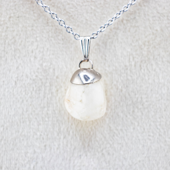 Milky Quartz Gemstone Pendant Necklace - Handcrafted Crystal Jewelry