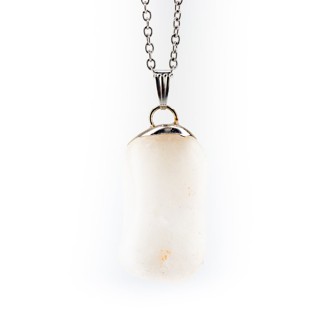 Handcrafted Natural Milky Quartz Gemstone Pendant Necklace