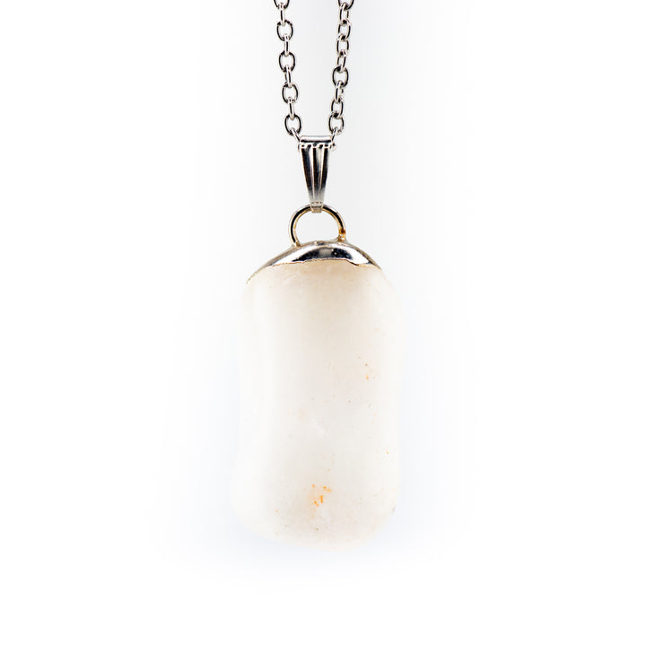 Handcrafted Natural Milky Quartz Gemstone Pendant Necklace