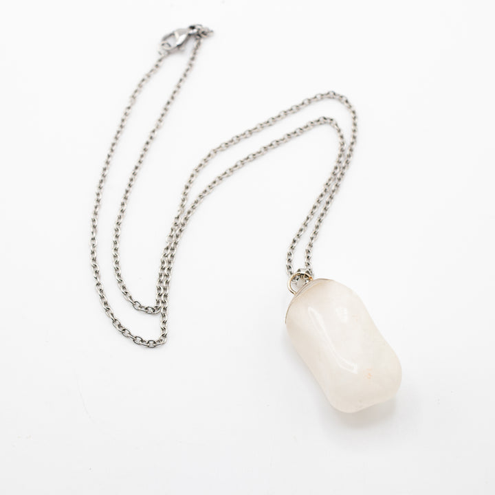 Handcrafted Natural Milky Quartz Gemstone Pendant Necklace