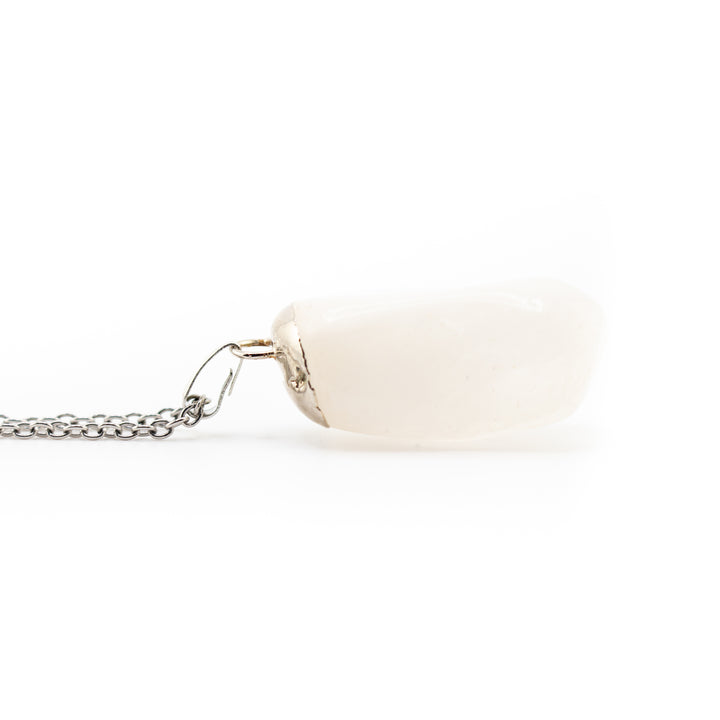 Handcrafted Natural Milky Quartz Gemstone Pendant Necklace