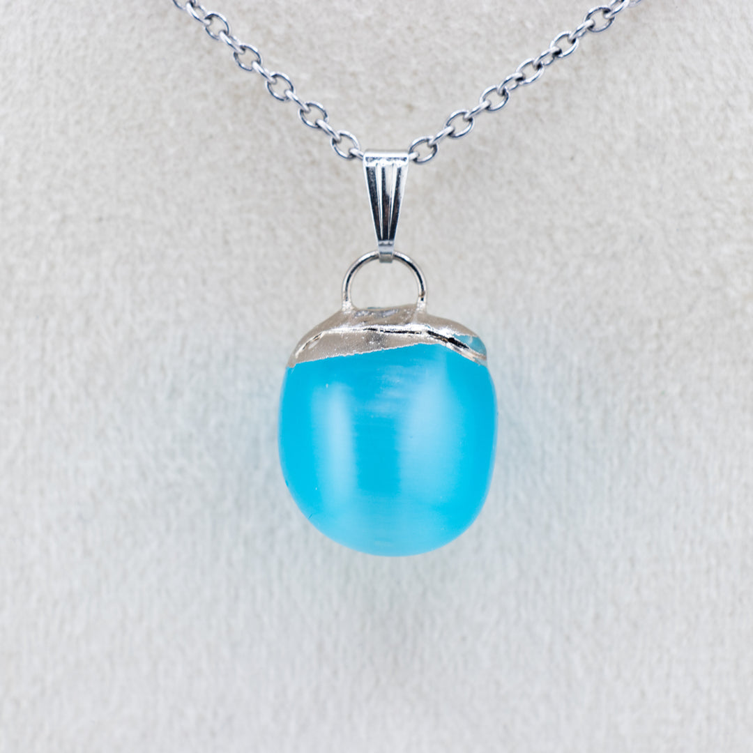 Multicolor Cat’s Eye Tumbled Pendant Necklace