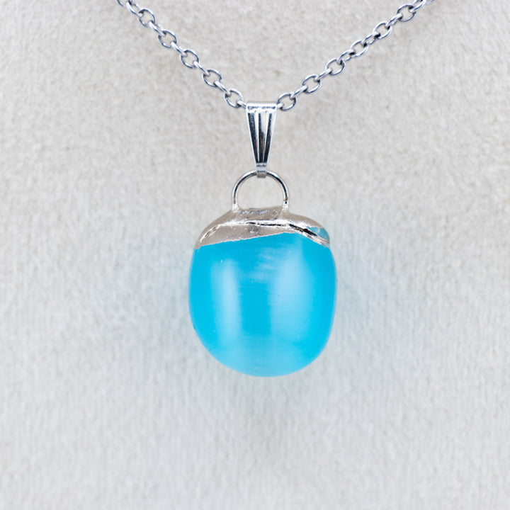 Multicolor Cat’s Eye Tumbled Pendant Necklace