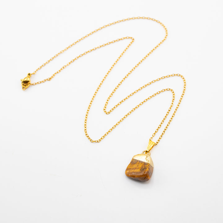 Tiger Eye Gemstone Pendant Necklace - Handcrafted Crystal Jewelry