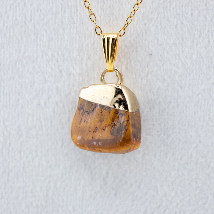 Tiger Eye Gemstone Pendant Necklace - Handcrafted Crystal Jewelry