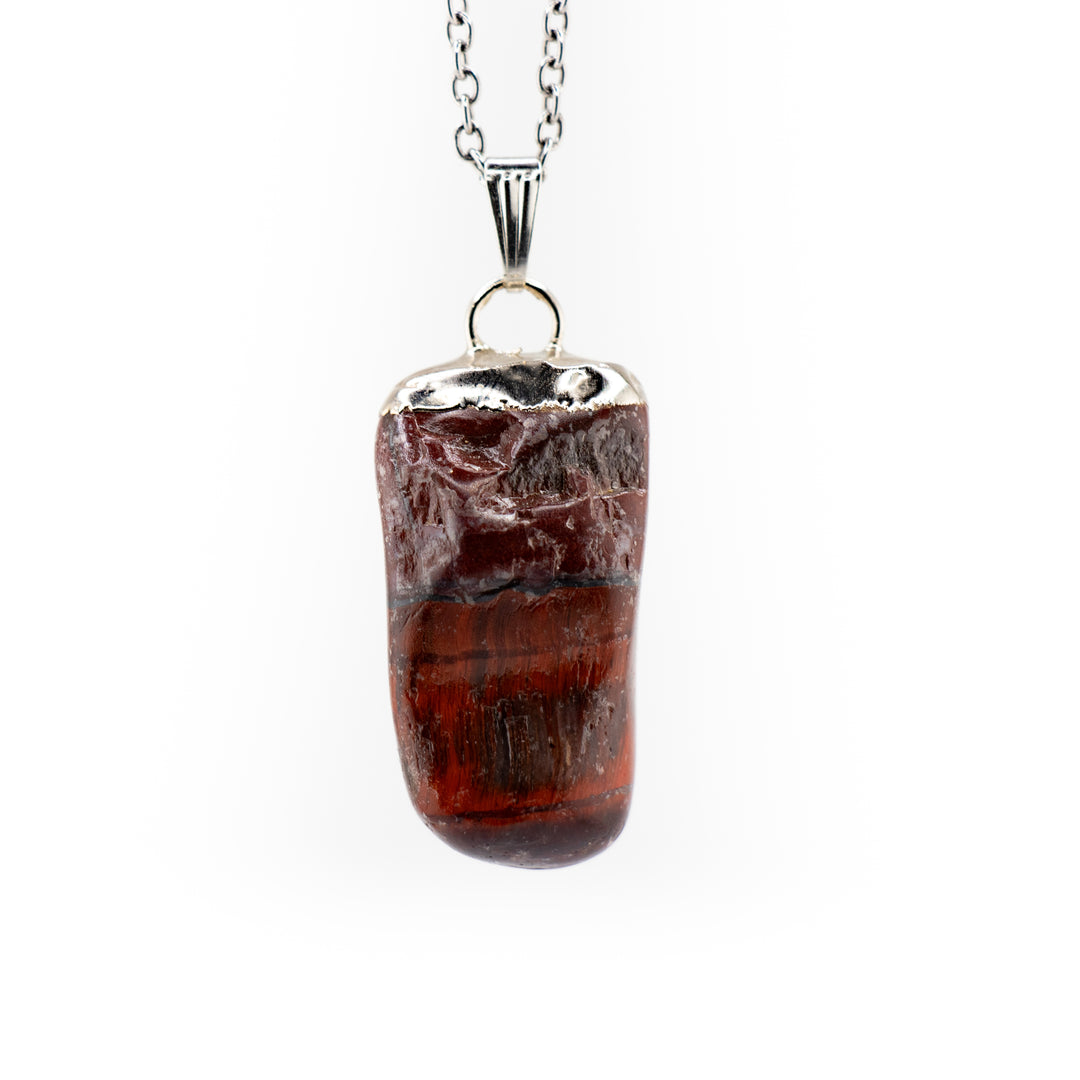 Collier avec pendentif en pierre précieuse œil de tigre rouge naturel fabriqué à la main