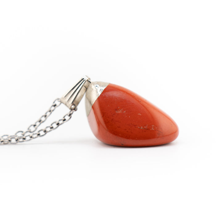 Handcrafted Natural Red Jasper Gemstone Pendant Necklace