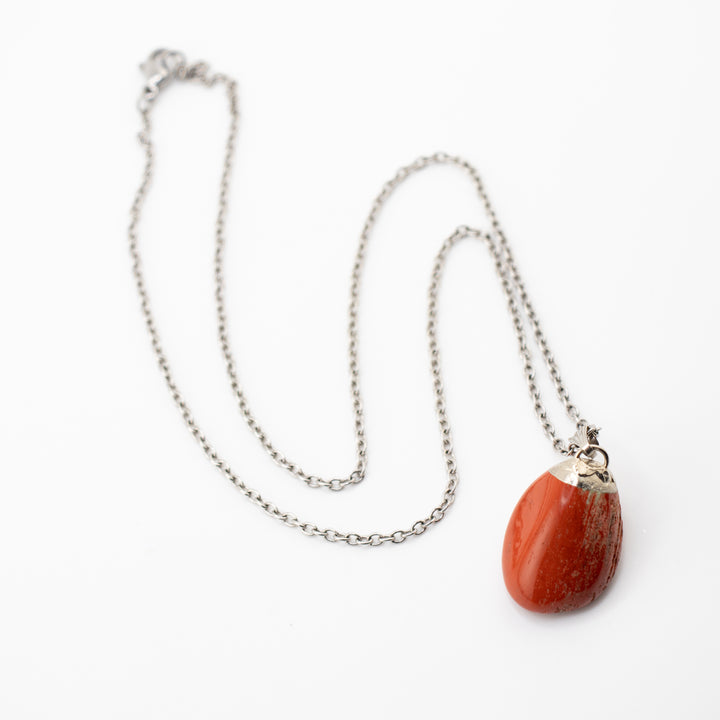 Handcrafted Natural Red Jasper Gemstone Pendant Necklace