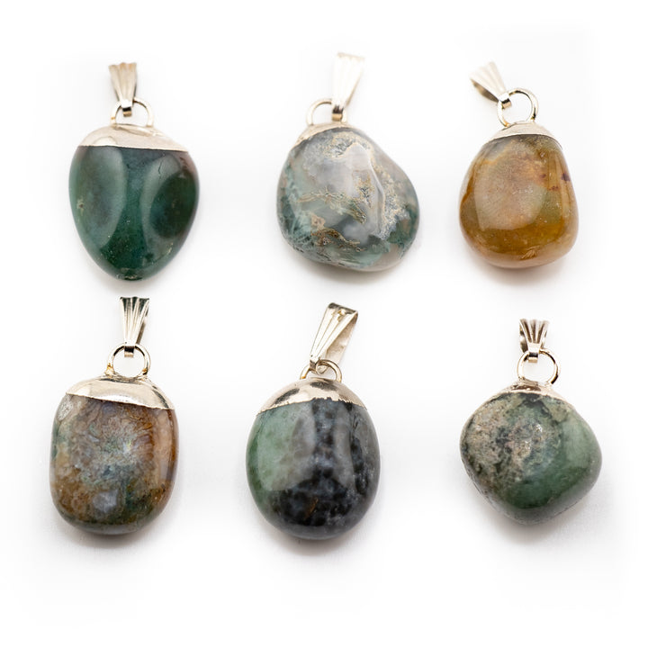Collier pendentif en agate indienne naturelle fabriquée à la main