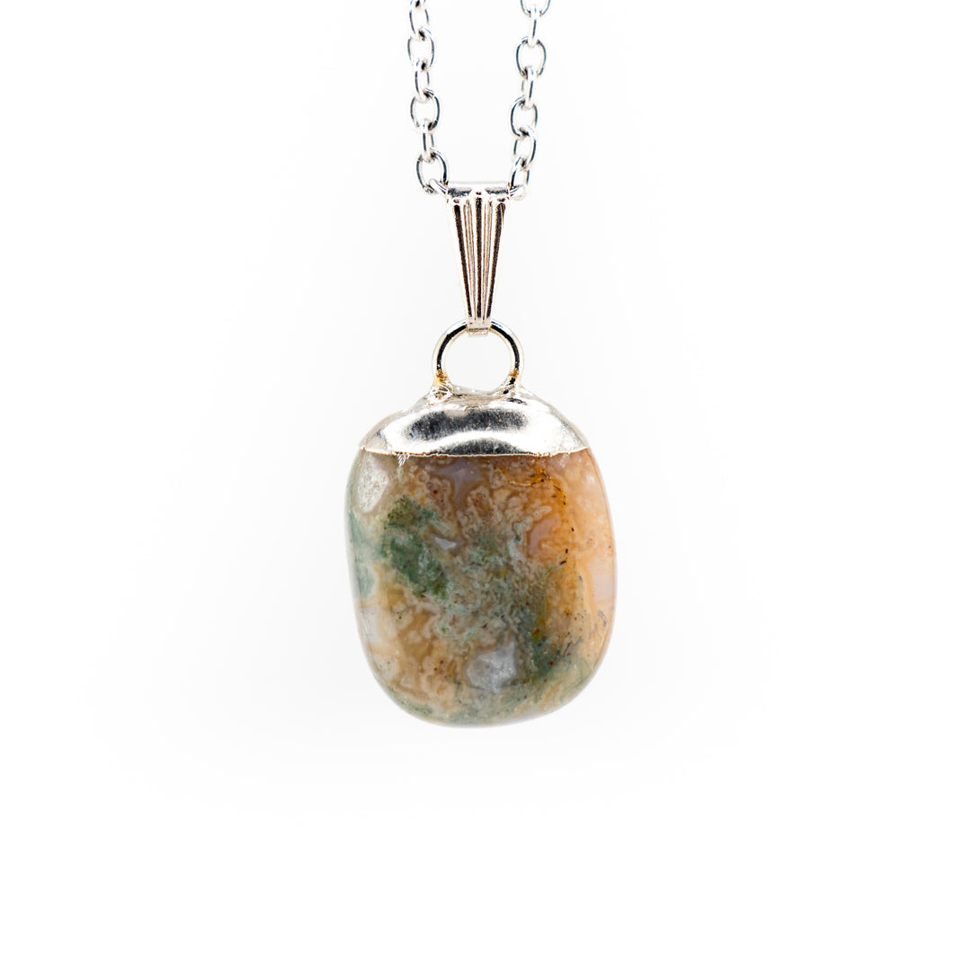 Collier pendentif en agate indienne naturelle fabriquée à la main