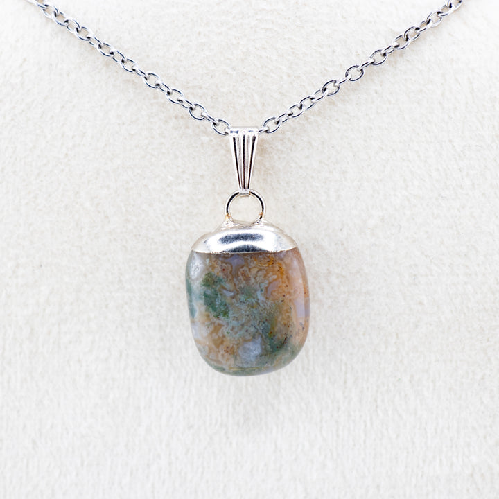 Collier pendentif en agate indienne naturelle fabriquée à la main
