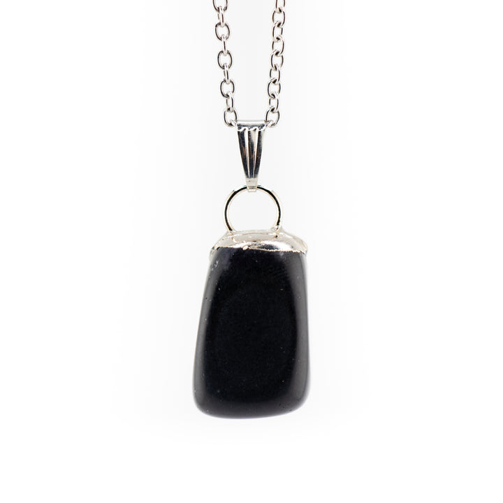 Collier pendentif en obsidienne naturelle fabriqué à la main