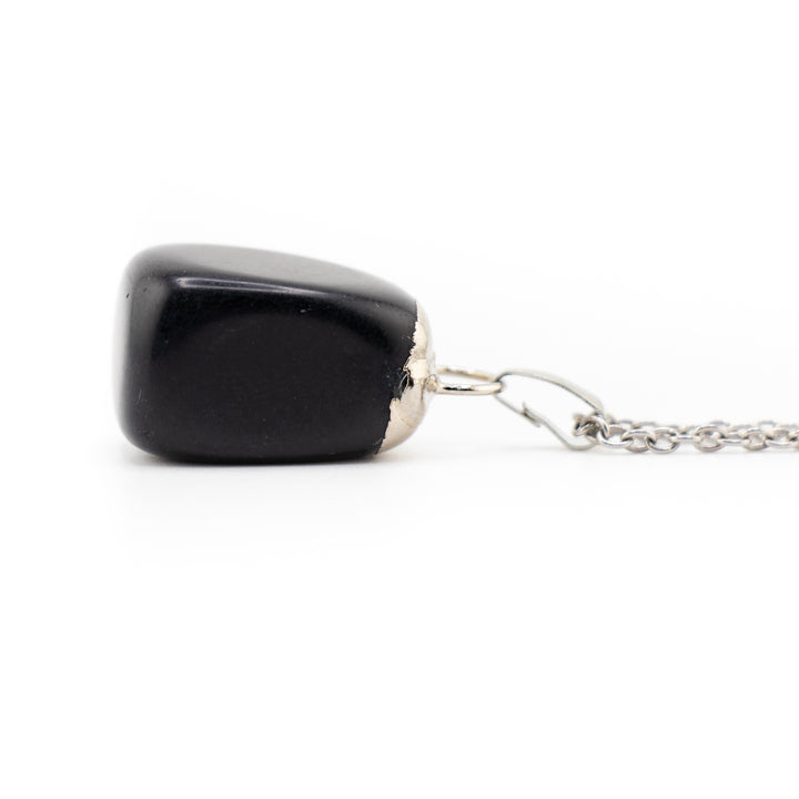 Collier pendentif en obsidienne naturelle fabriqué à la main