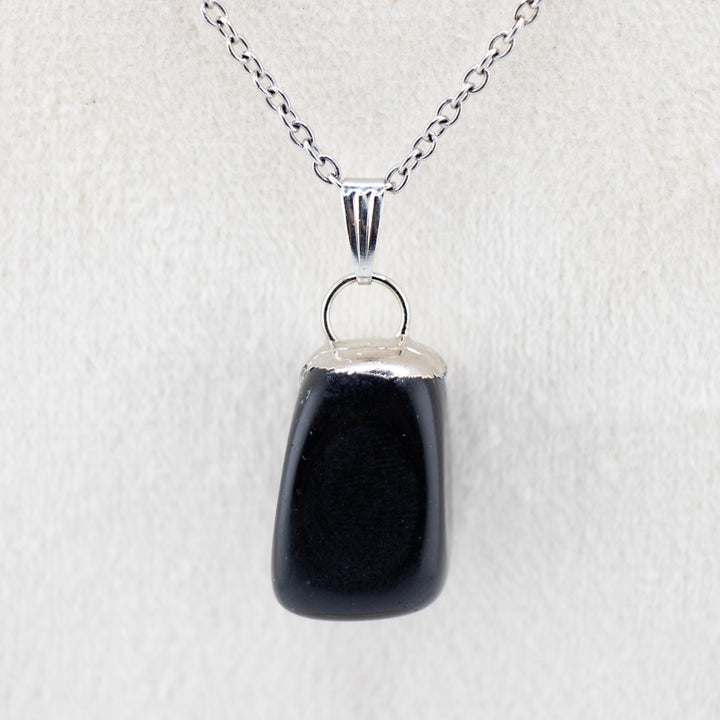 Collier pendentif en obsidienne naturelle fabriqué à la main