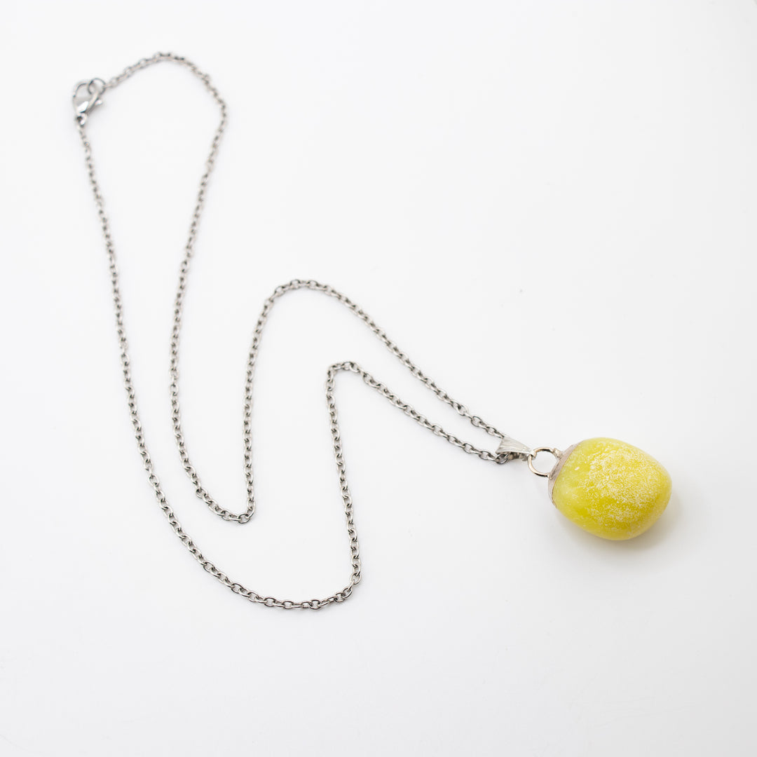 Lemon Jade Gemstone Pendant Necklace - Handcrafted Crystal Jewelry